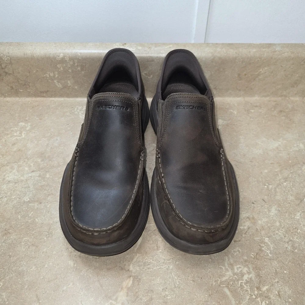 Skechers Slip-ins Shoes Mens Size 9 W Brown Leather Slip On Comfort SN 205204/WW